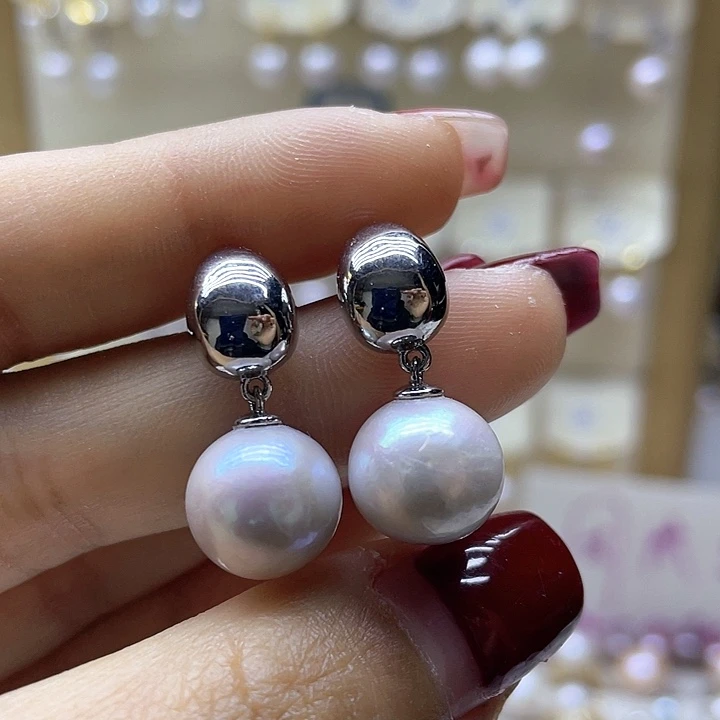 淡水珍珠耳饰银S925镶嵌