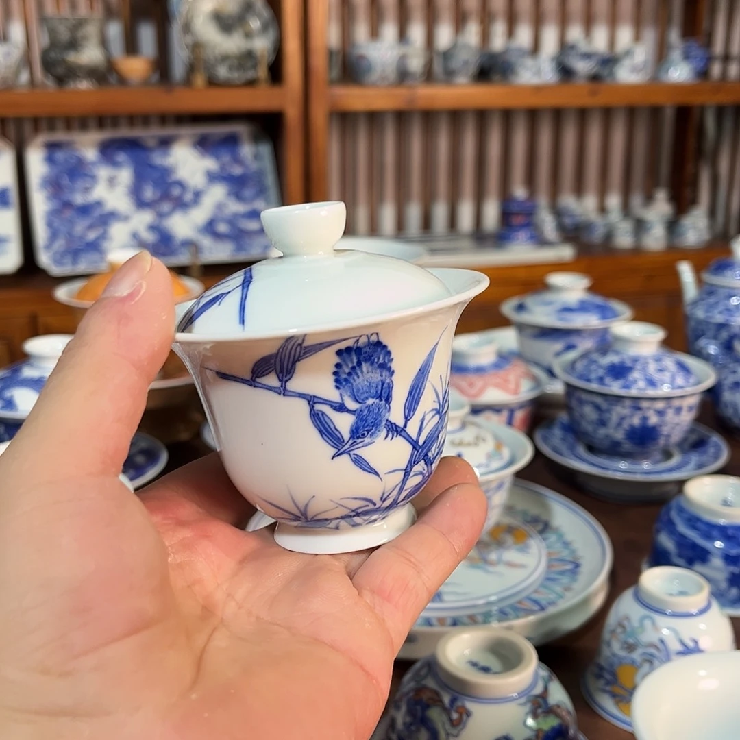 錡镇堂手工手绘绘盖碗
