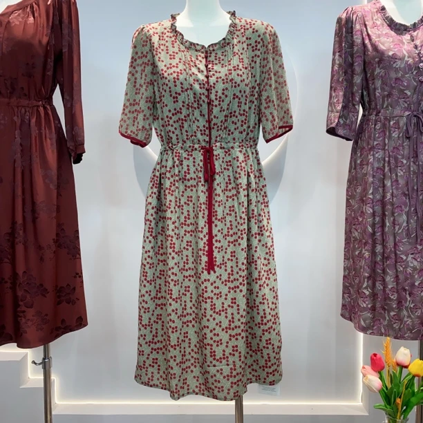 3501 时尚气质收腰显瘦木耳边女人味连衣裙