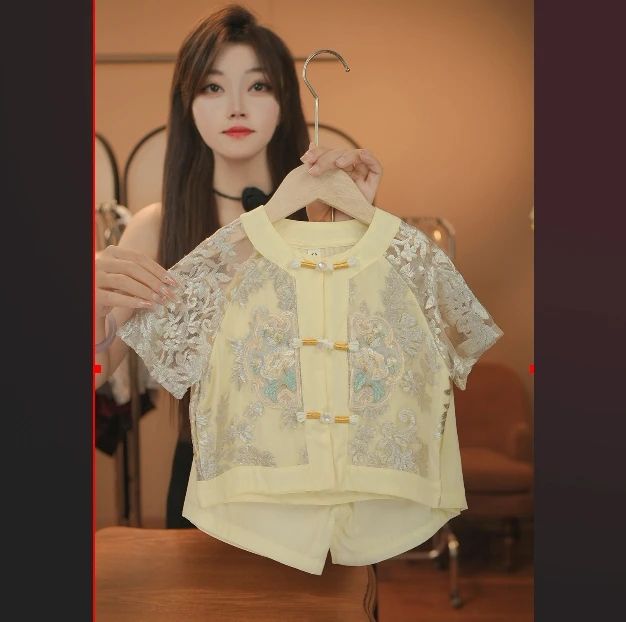 2025气质新中式夏季复古中国风设计师立领民国风绣花18505