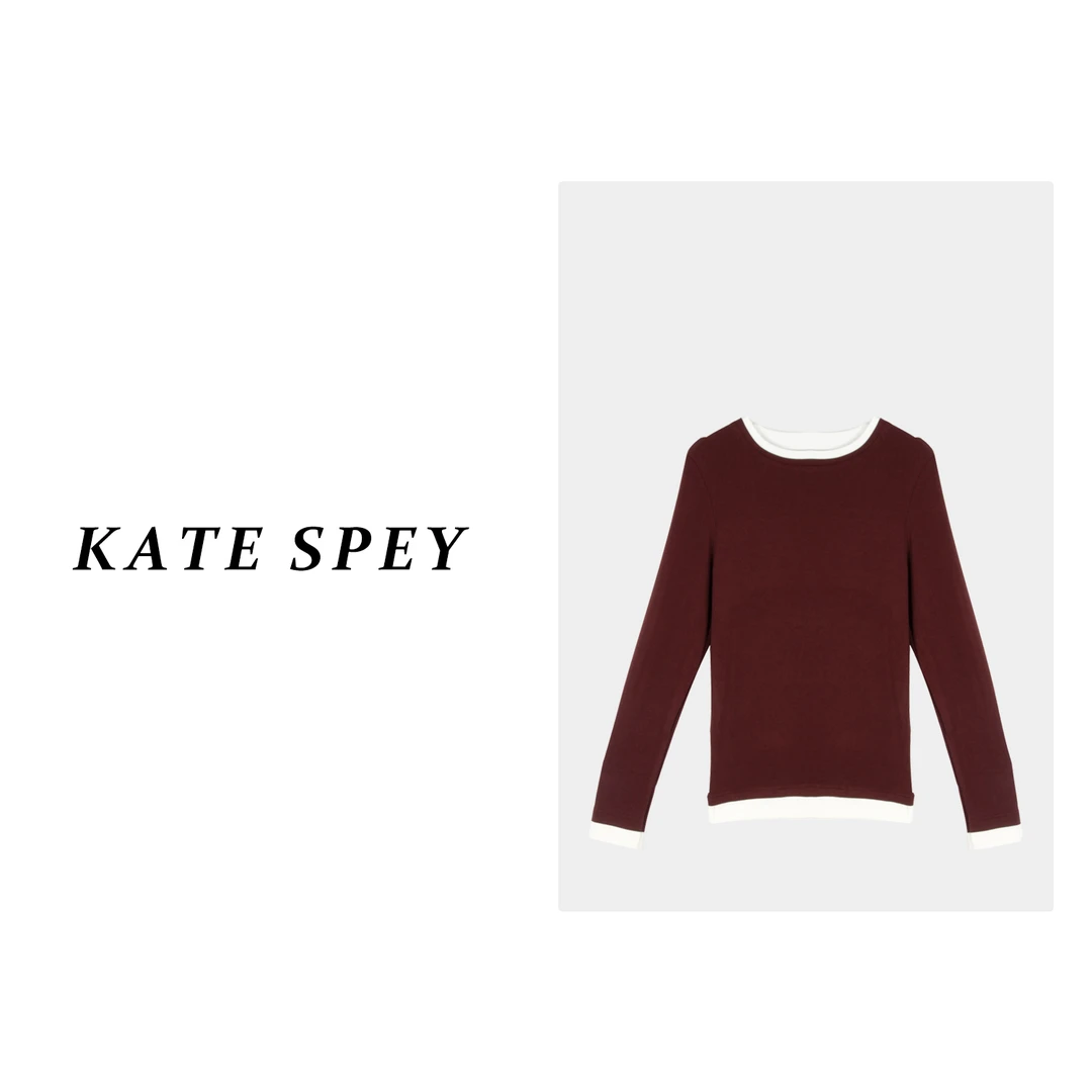 凯特丝蓓041#四色！假两件设计打底内搭外套T恤长袖圆领拼接1-1245