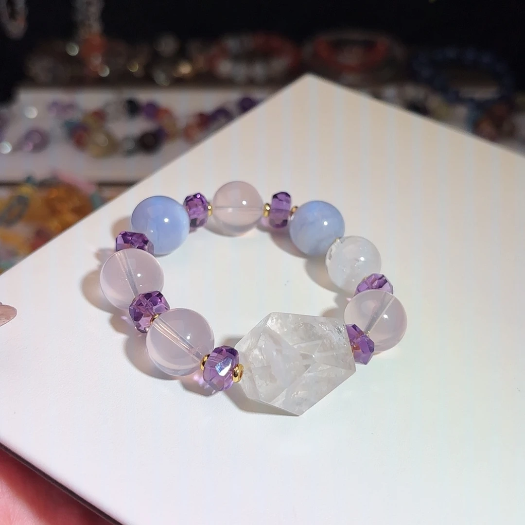 水晶未镶嵌手链粉紫