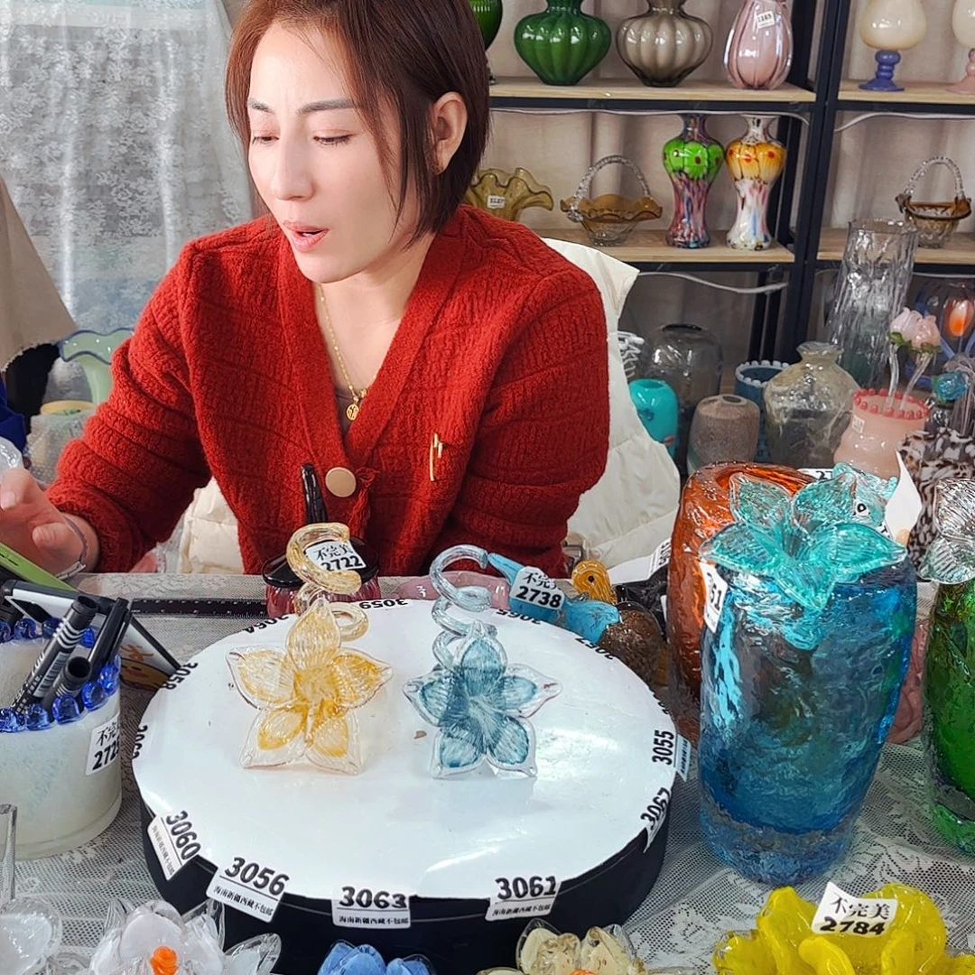 夜光烛台2朵家悦琉璃工艺品
