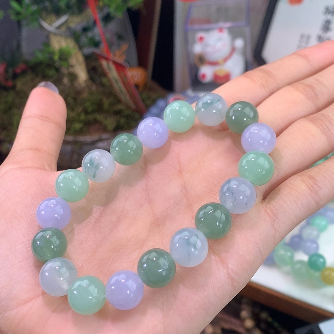 翡翠未镶嵌手链冰胶马卡龙手串