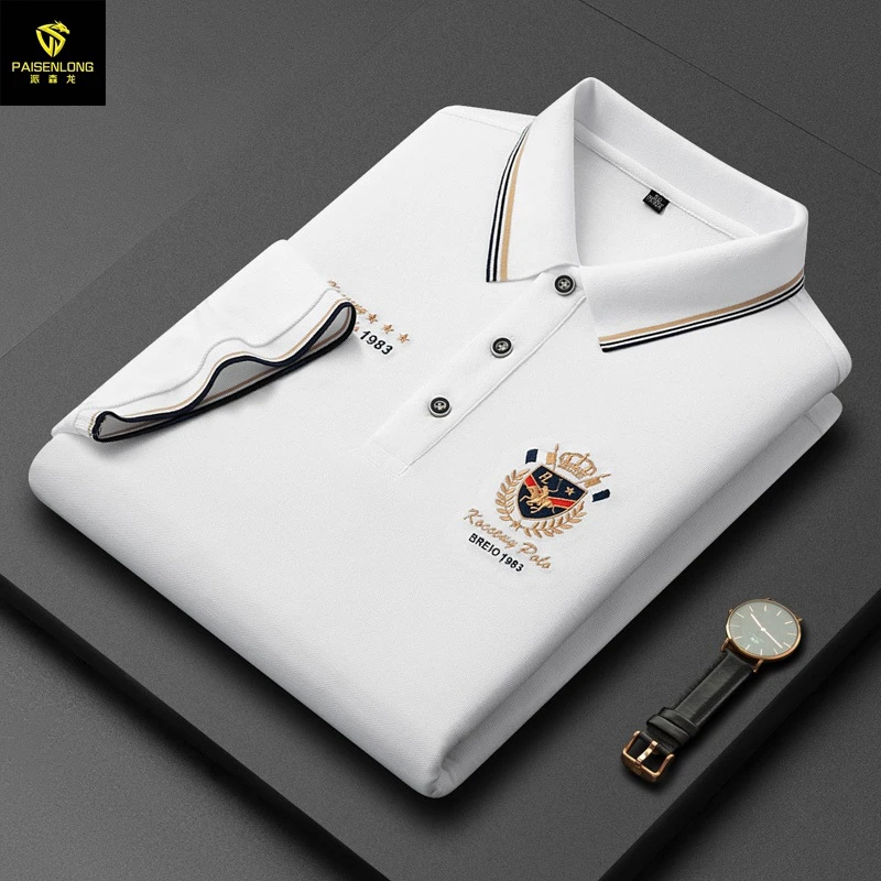 常规派森龙夏季现货男士短袖polo衫休闲宽松翻领中年刺绣男POLO衫