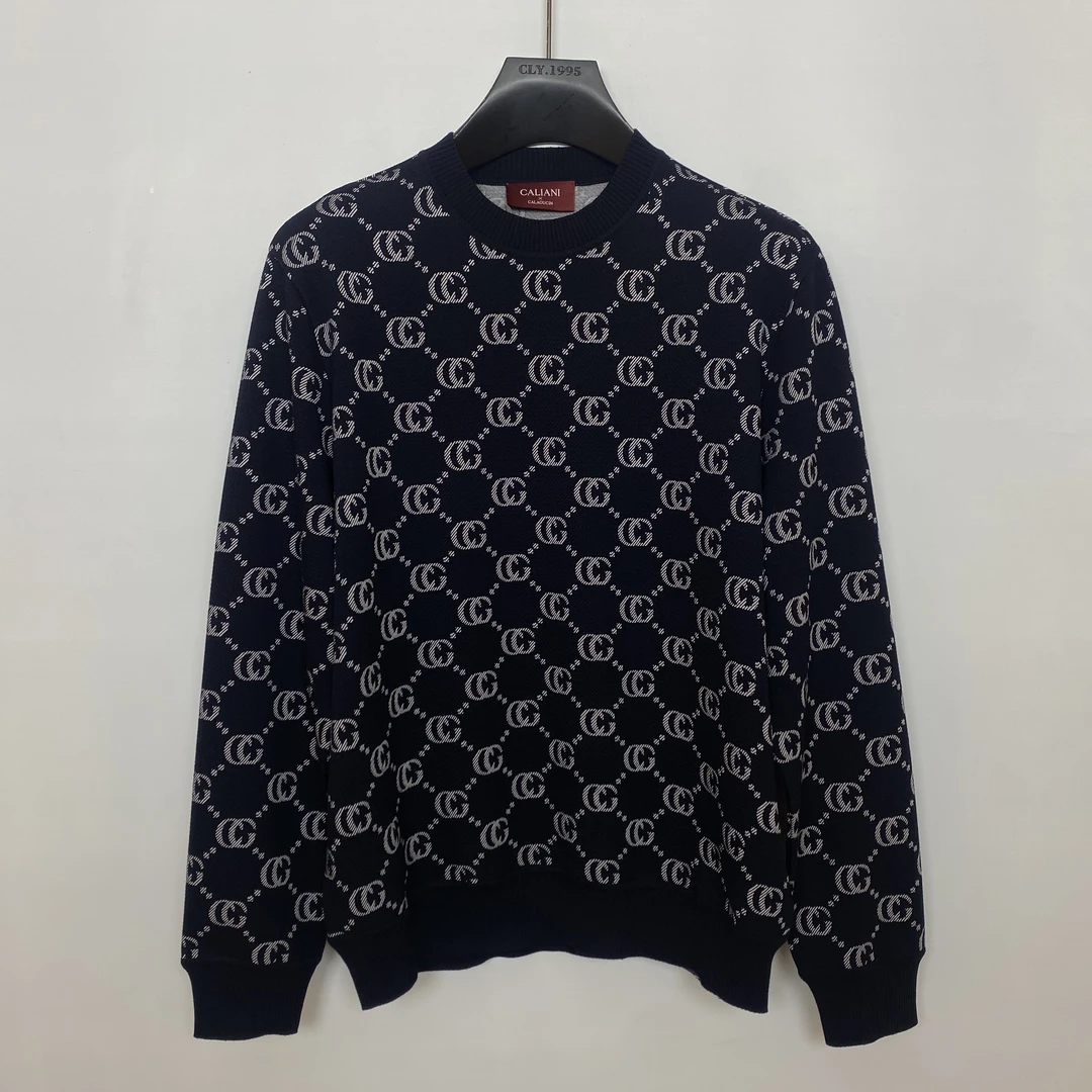 CALIANI/卡里亚尼深蓝色老花圆领卫衣YN2561WY003 10