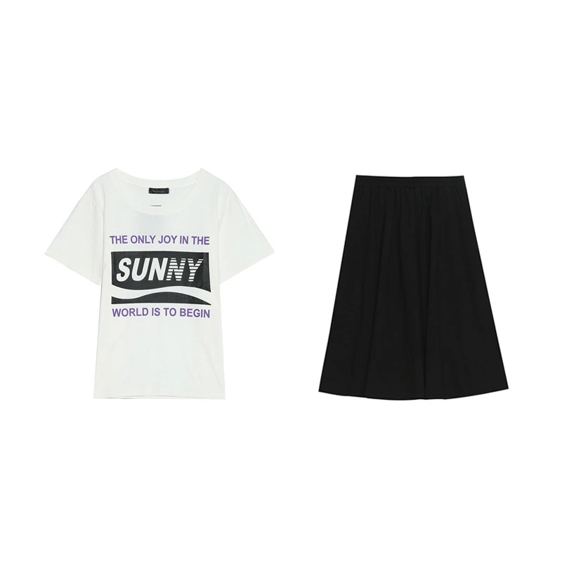 7620加肥大码女装休闲套装胖妹妹印花T恤两件套