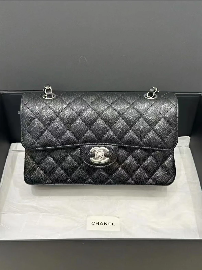 99新 Chanel/香奈儿 黑银荔枝小号cf/单肩斜挎包/33