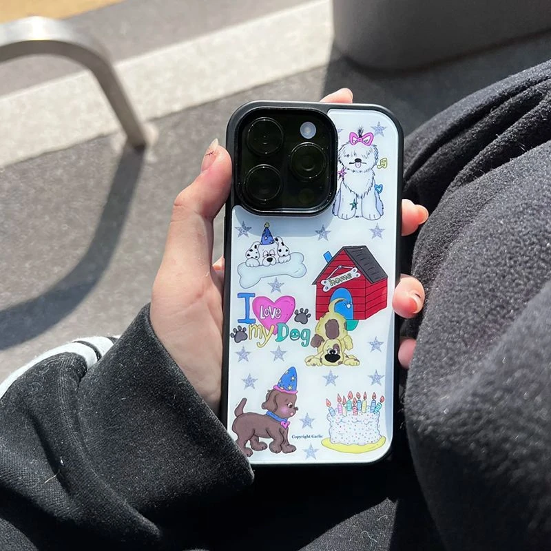 狗狗房子插画网红壳16promax手机壳适用苹果女小众12可爱13/14/15