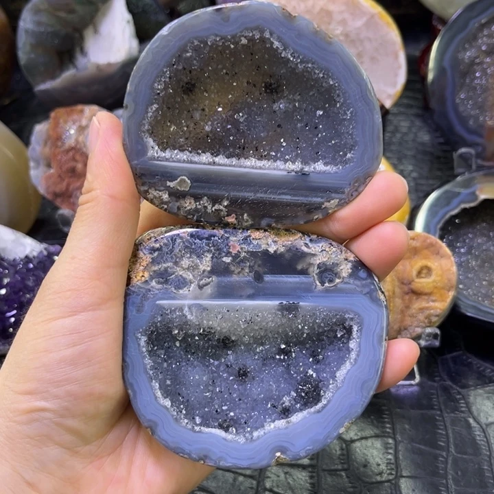 水晶珠宝半成品未镶嵌大漏蓝晶盆