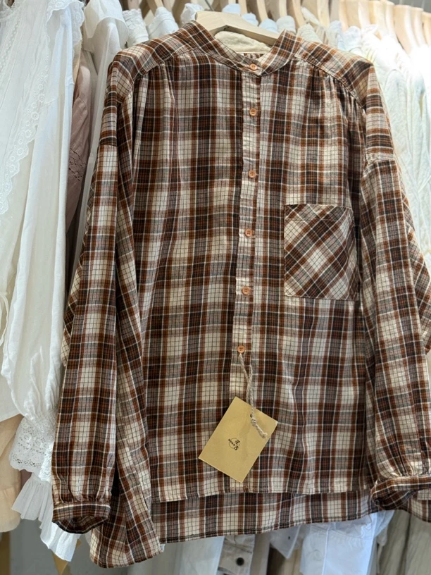 复古撞色格子衬衫