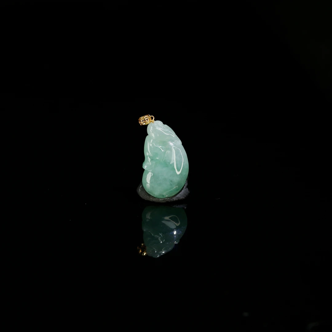 3天然缅甸翡翠A货18k冰飘绿福袋/600393北京中保拍卖