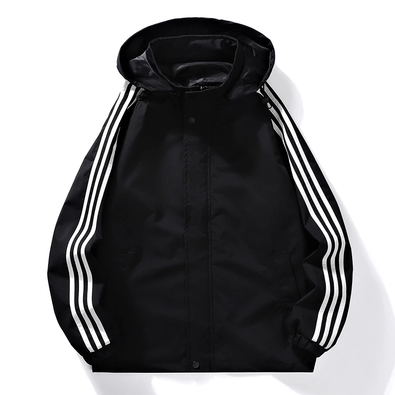 三条杠经典款 连帽抗皱防水防风涂层不起球休闲夹克