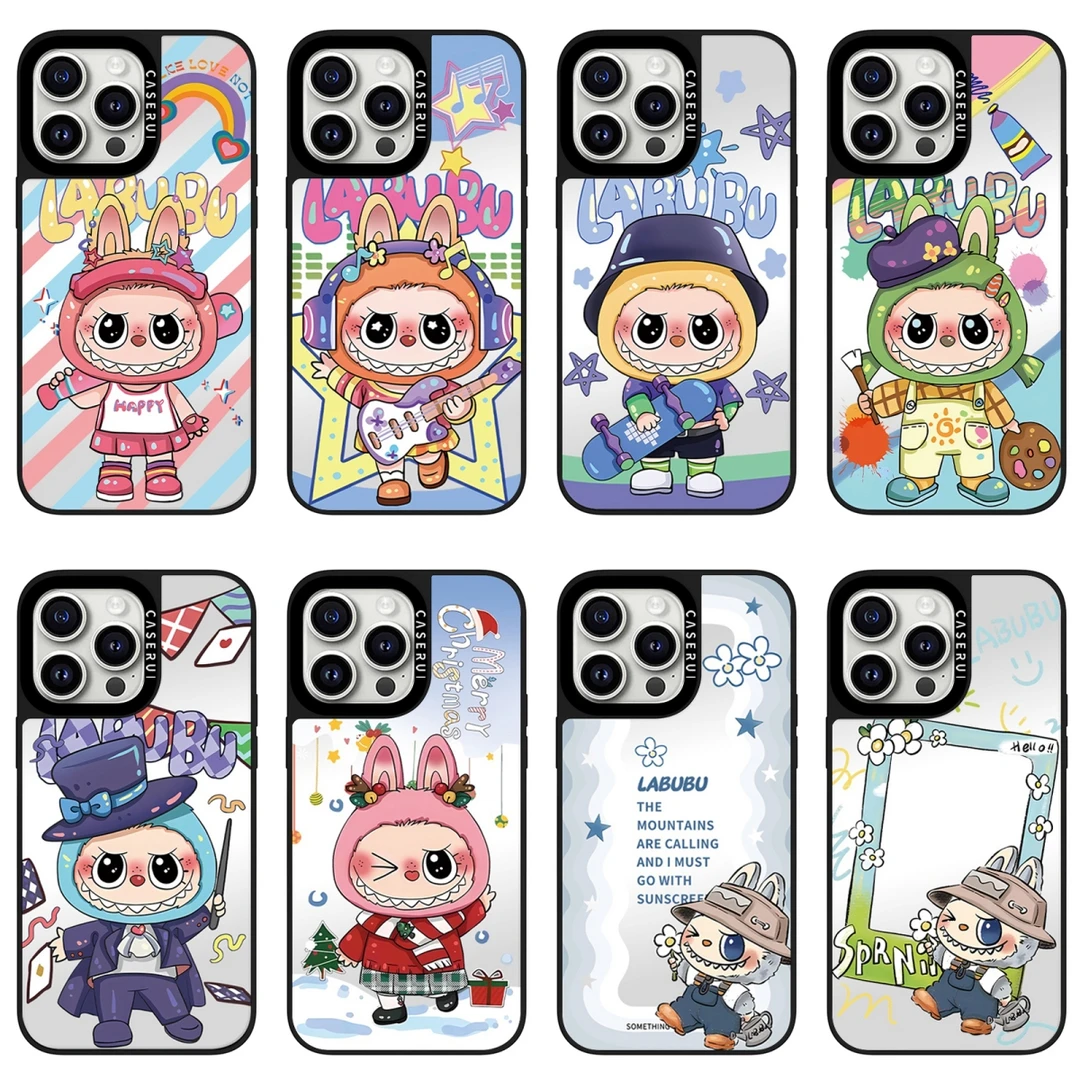 C家多巴胺拉布布卡通镜面17适用iPhone16ProMax苹果15/14手机壳13