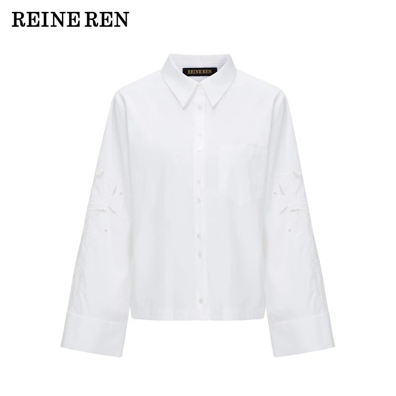REINEREN设计师任茜 2025春夏花朵镂空绣刺廓形衬衣女士