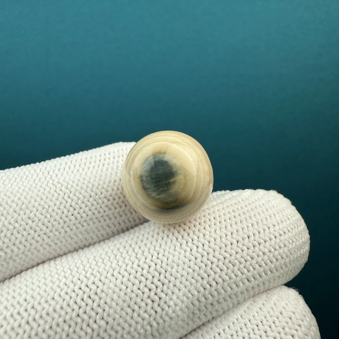 D33-31天然猛犸牙蓝眼单珠14mm支持鉴定假一罚四