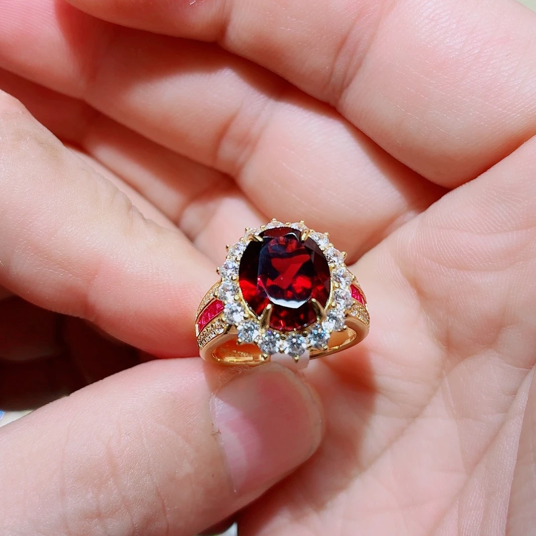 石榴石戒指银S925镶嵌