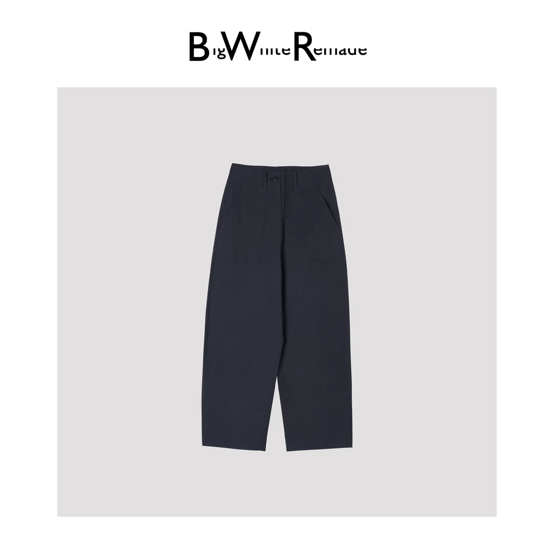 BIG WHITE REMADE“苔原漫游”100长绒棉休闲气质时尚阔腿裤8633005