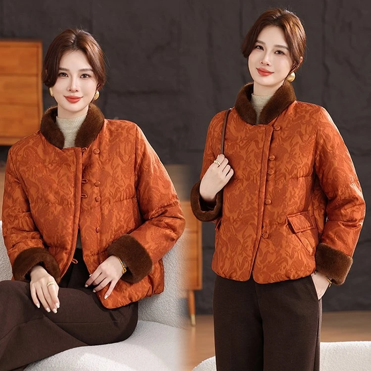 新中式国风毛领女冬季新款短款加厚保暖棉服高贵复古高端品质女装
