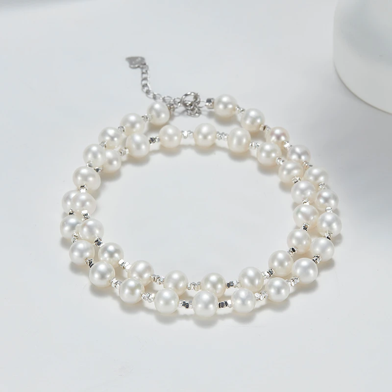 ECI【碎银几两】珍珠项链s925银碎银子珍珠珠串 手链+项链