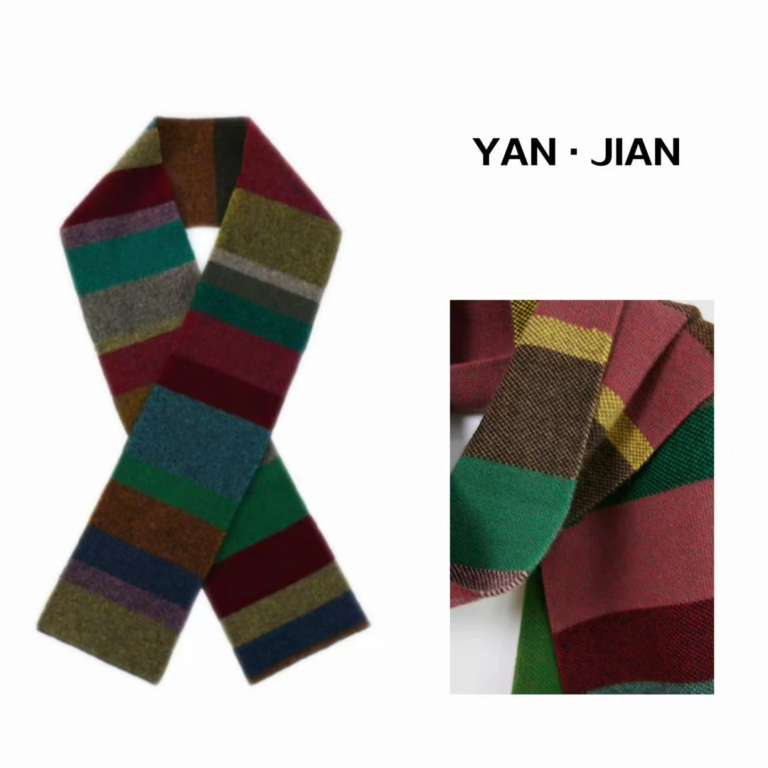 YAN JIAN【彩虹羊毛围巾】100%全羊毛秋冬彩虹配色任意搭羊毛围巾