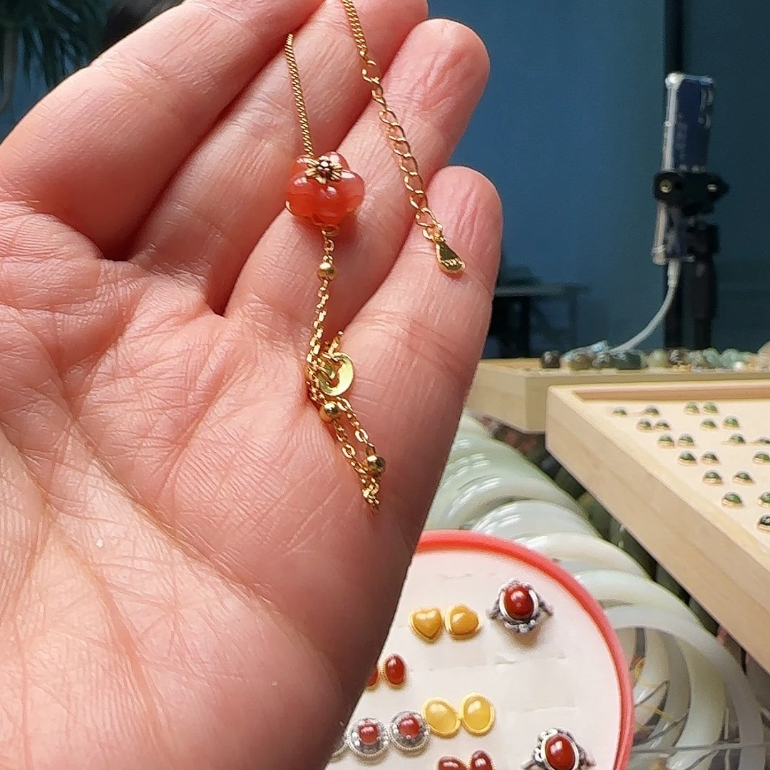 和田玉银S925镶嵌颈饰花手链