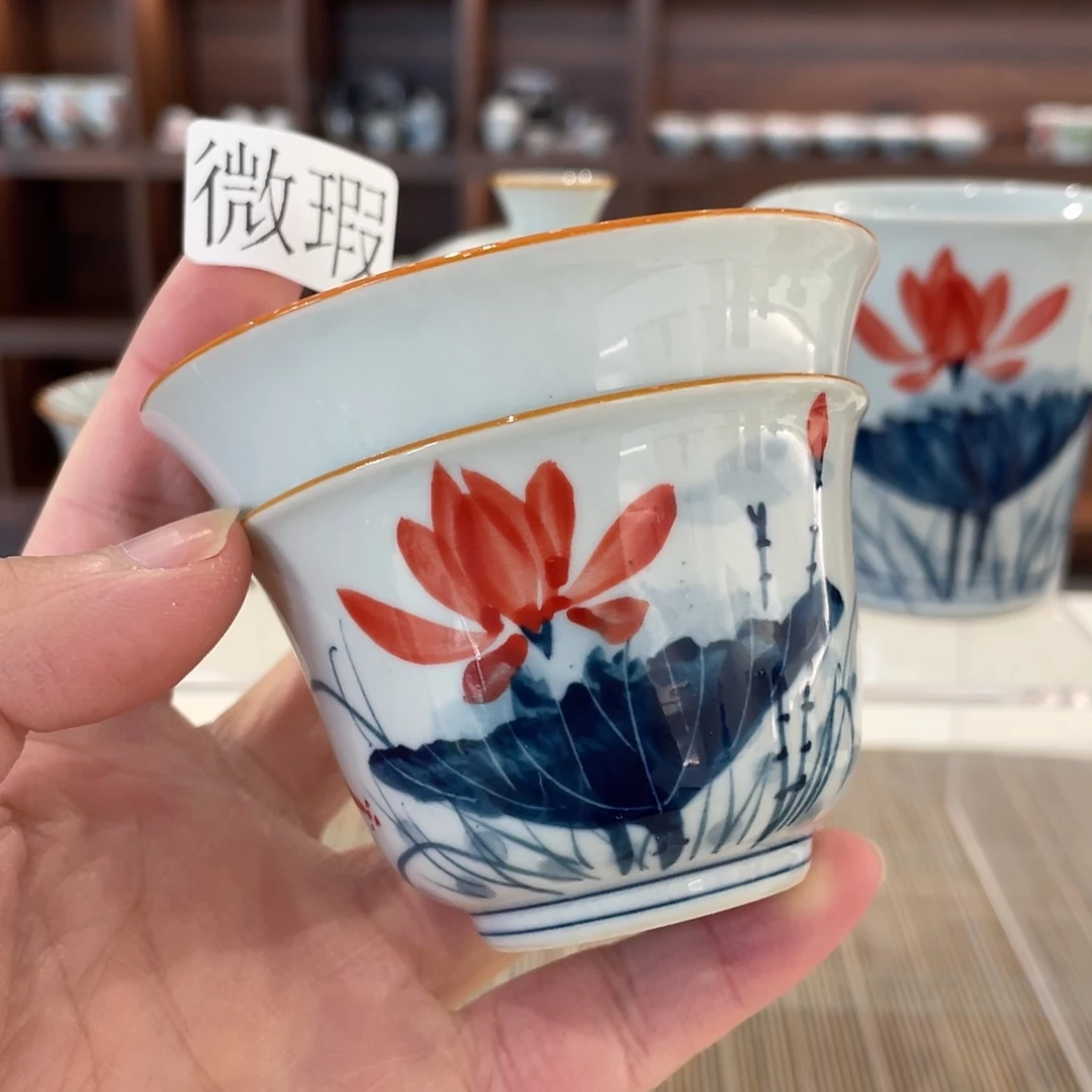 釉下手绘茶具微瑕