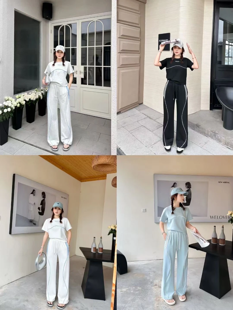 休闲运动套装运动春秋夏季气质长裤春季洋气牛仔百搭时尚高腰