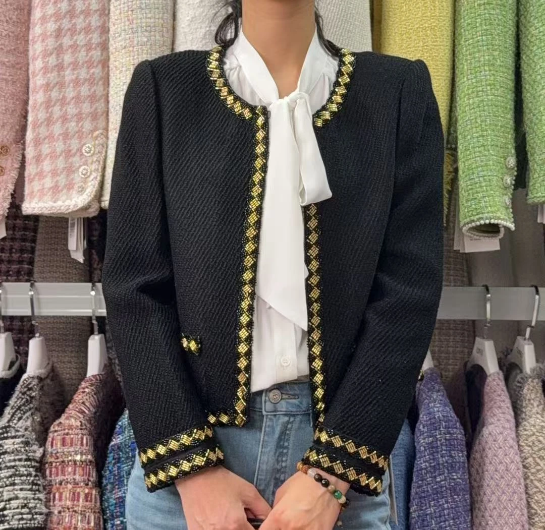 【黑金】2025春秋冬轻奢百搭小香风女款短外套25018黑色