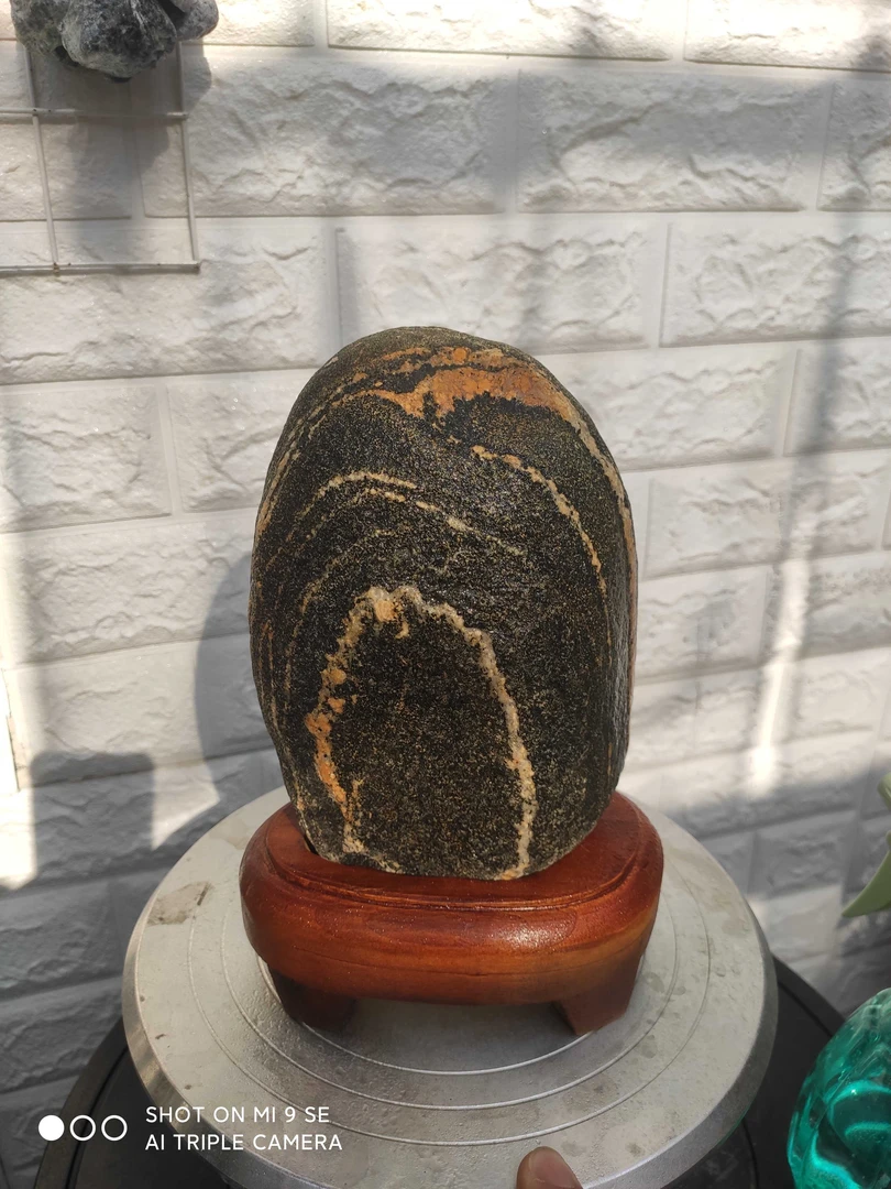 家具摆件聚财石有座