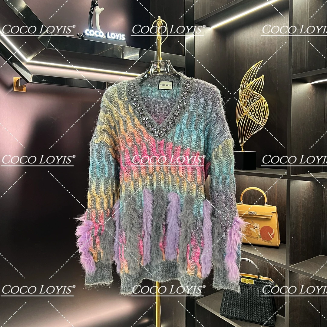 【米娜专属】 时尚渐变色网红百搭慵懒风女秋冬毛衣2409202