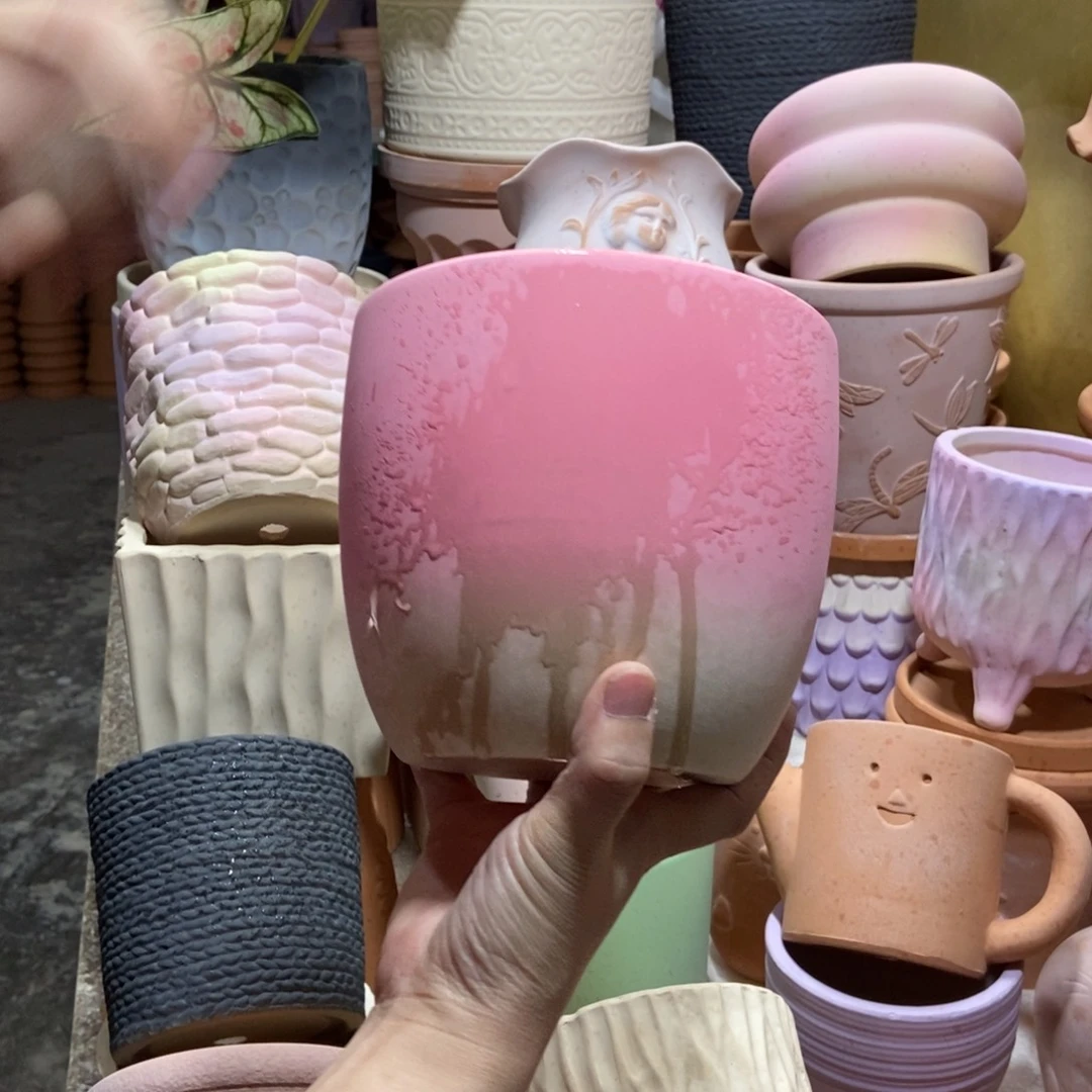 15×13粉色苹果盆 1个