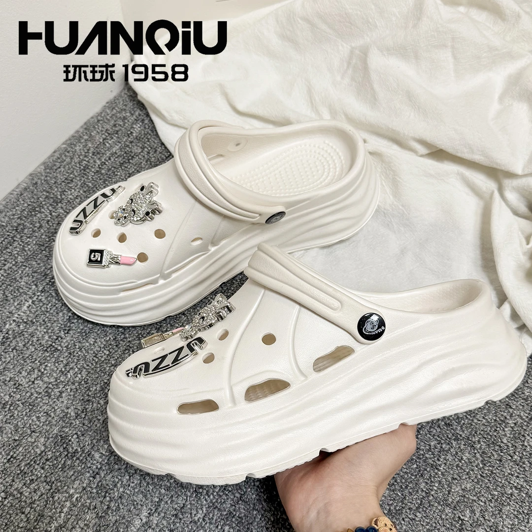 HUANQIU/环球厚底洞洞鞋女款夏季外穿防滑一秒入夏包头镂空凉拖女