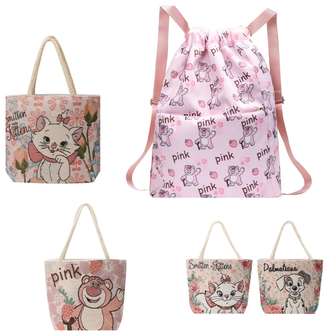 阪织屋到手2个【买送满印草莓熊双肩包】迪士尼联名手提休闲刺绣包