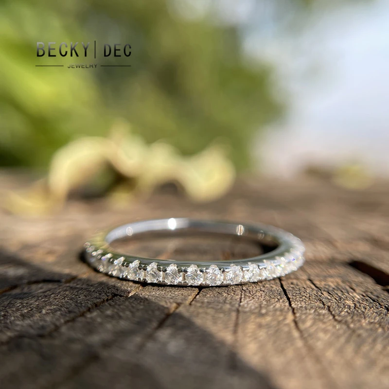 925银合成锆石戒指 排钻尾戒小众轻奢百搭叠戴高碳钻满钻戒指女