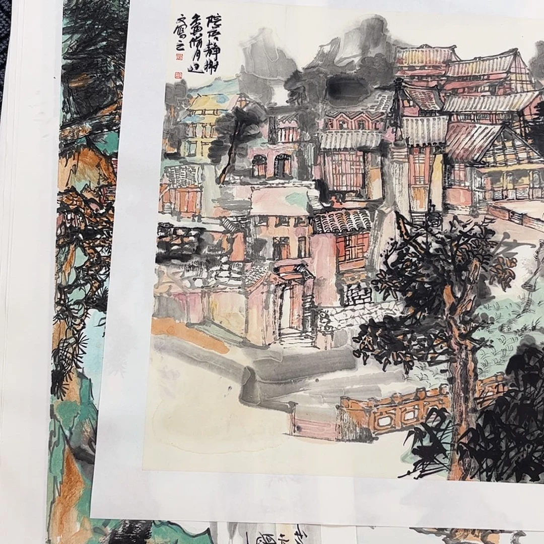 L***7国画兰延文老师四尺斗方/对开山水作品旭2