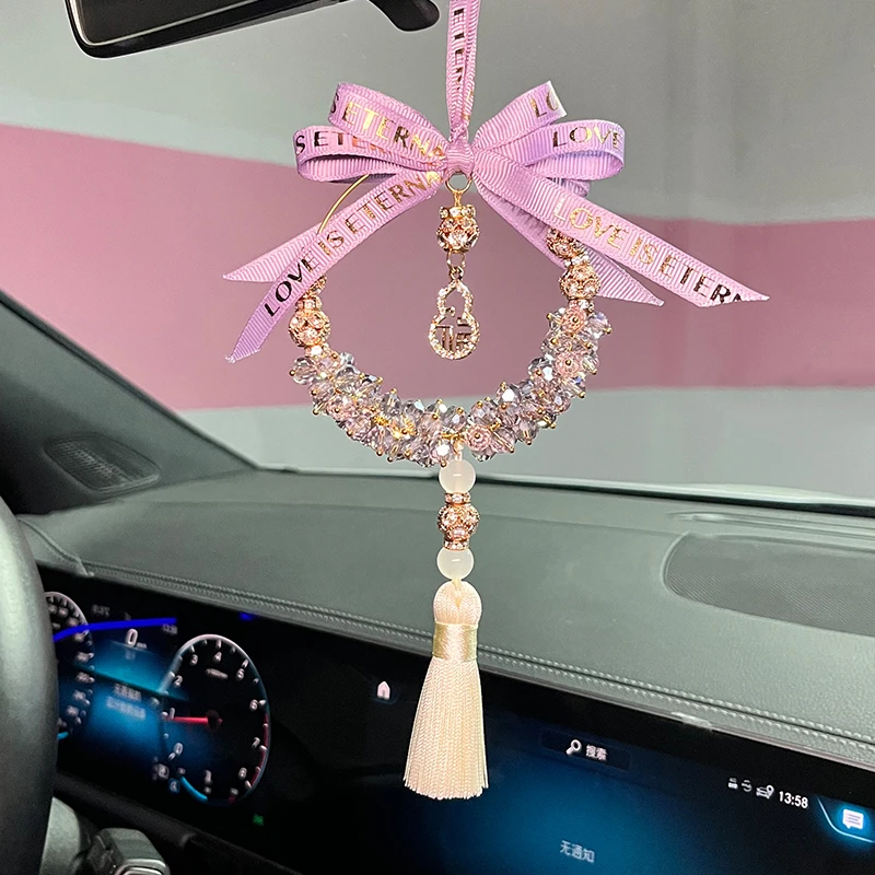 福禄葫芦挂件水晶汽车挂件福字车载挂饰车用后视镜装饰流苏