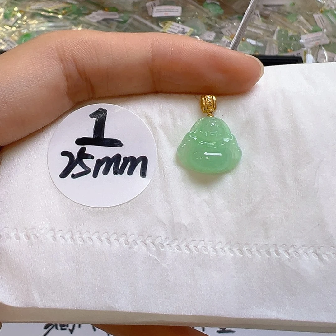 翡翠18K金镶嵌吊坠(不含链)翡翠