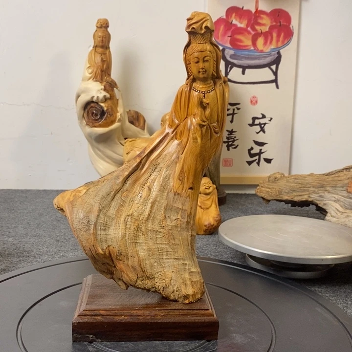 柏木太行崖柏观音摆件根雕工艺品