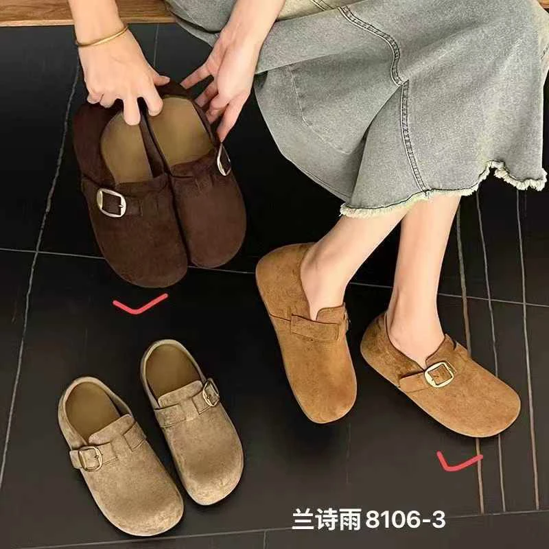 厚底内增高勃肯鞋2025新款秋冬丑萌大头绝美全包真皮博肯鞋8106-3