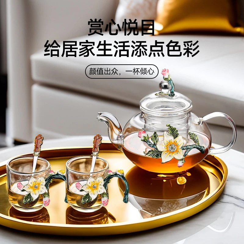 新款杏花小茶杯创意珐琅彩功夫茶具精致下午茶咖啡杯家用商务水杯