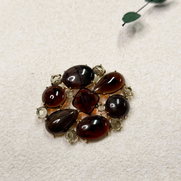 铜合金琉璃胸针 【六六中古】孤品复古胸针th6210