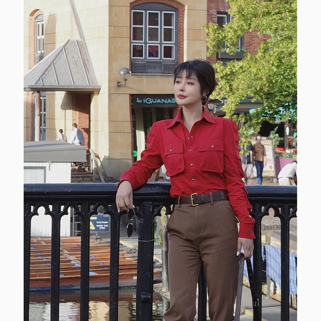 【勋章】私服款 巨重工立体袋帅气意式工装衬衣秋新品（裱里）