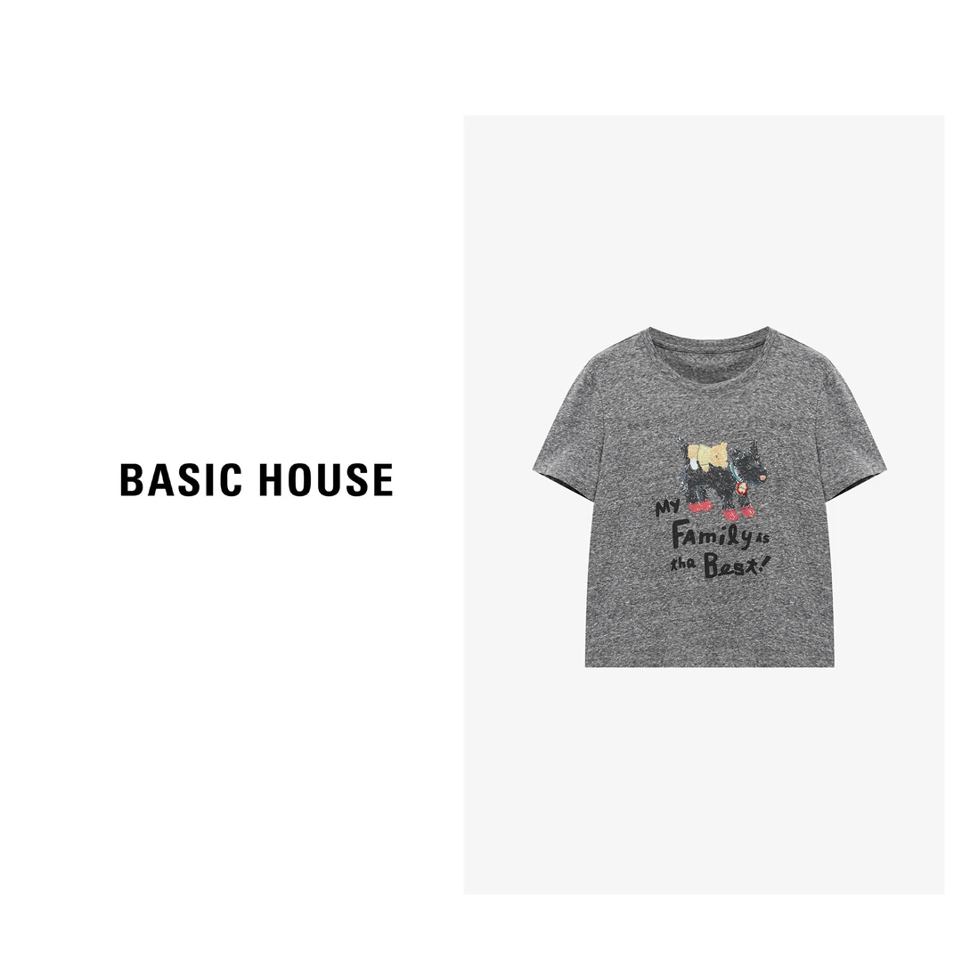 Basic House/百家好时尚休闲夏季复古宽松T恤-B0625B5K592