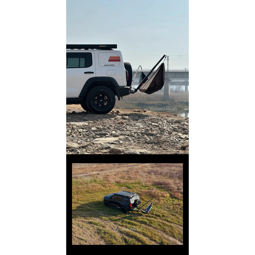 简森户外车尾方口吊床架拓翼拖车杠自驾拖车钩露营拓展车尾吊床JS