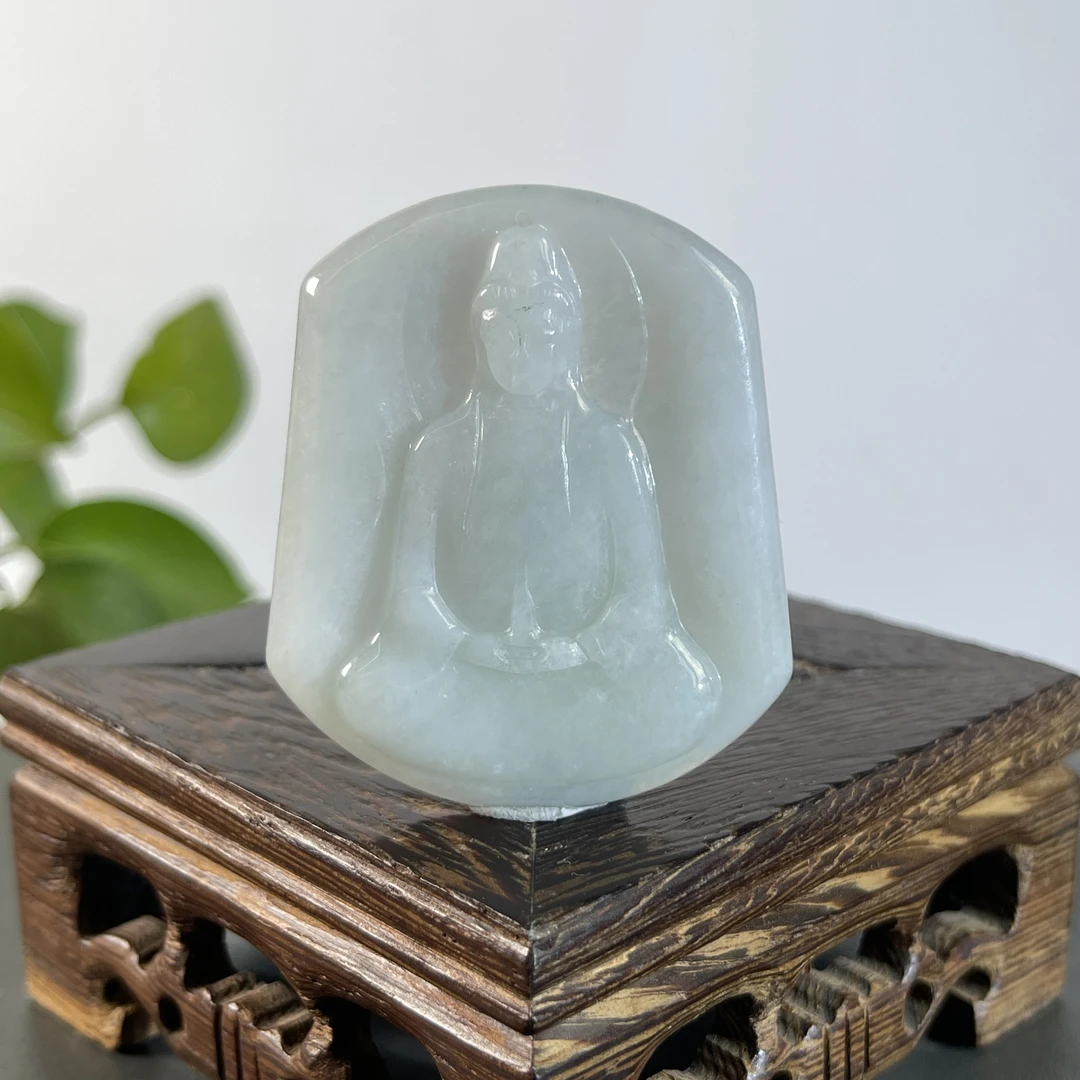 JSW03-014  天然缅甸A货翡翠  素衣观音