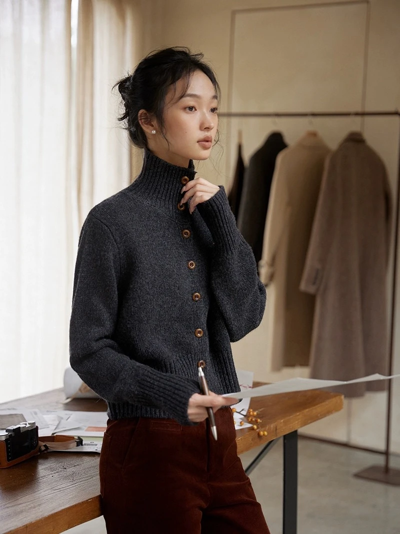 爆款秋冬女士短款羊毛衫100%纯羊毛百搭时尚针织衫韩版长袖打底衫