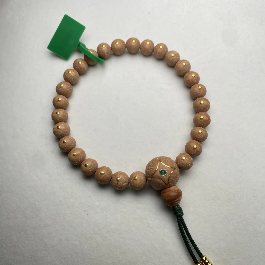 H0001实心凤眼菩提小手持27颗9.5-9.9mm镶嵌2.0金钉 玻璃光包浆