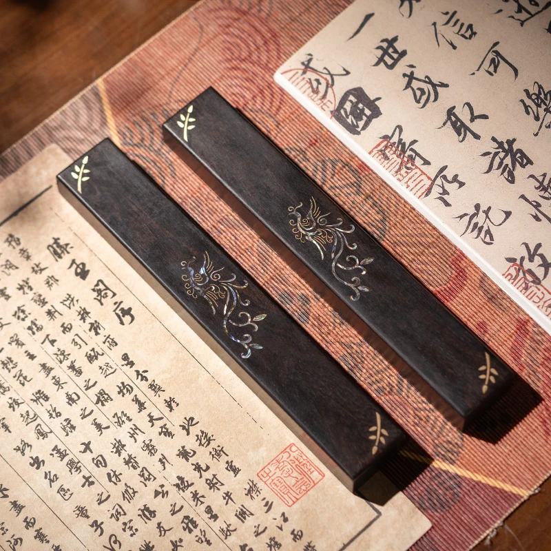 【官方正品】善琏湖笔 梧凤之鸣 实木镇尺镇纸紫光檀文房书法国画