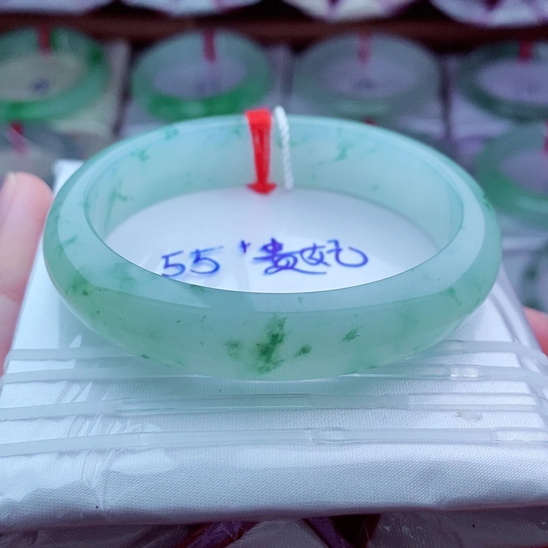 翡翠未镶嵌手镯（贵妃镯）0512-55贵妃 冰飘花 灵动飘逸